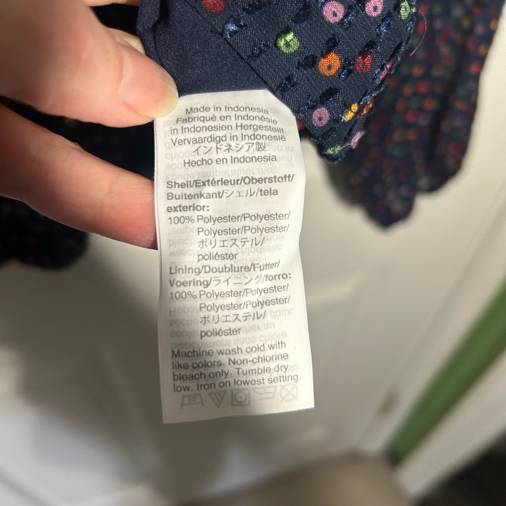Madewell Lyric Wrap Top Sugar Dot Navy multicolor polka dot textured Medium - Picture 9 of 13